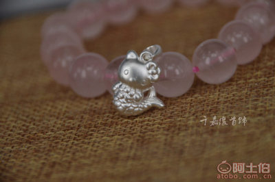 千嘉缘3D硬银DIY配件 KT猫吊坠项链美人鱼纯银饰品，尽显时尚与童趣